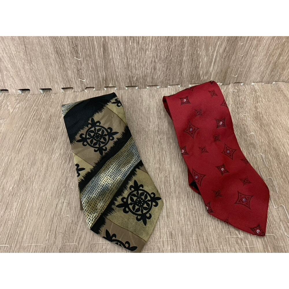 Lot of 2 Towncraft Men's Ties Multicolor Geometric Classic Width & Length‎